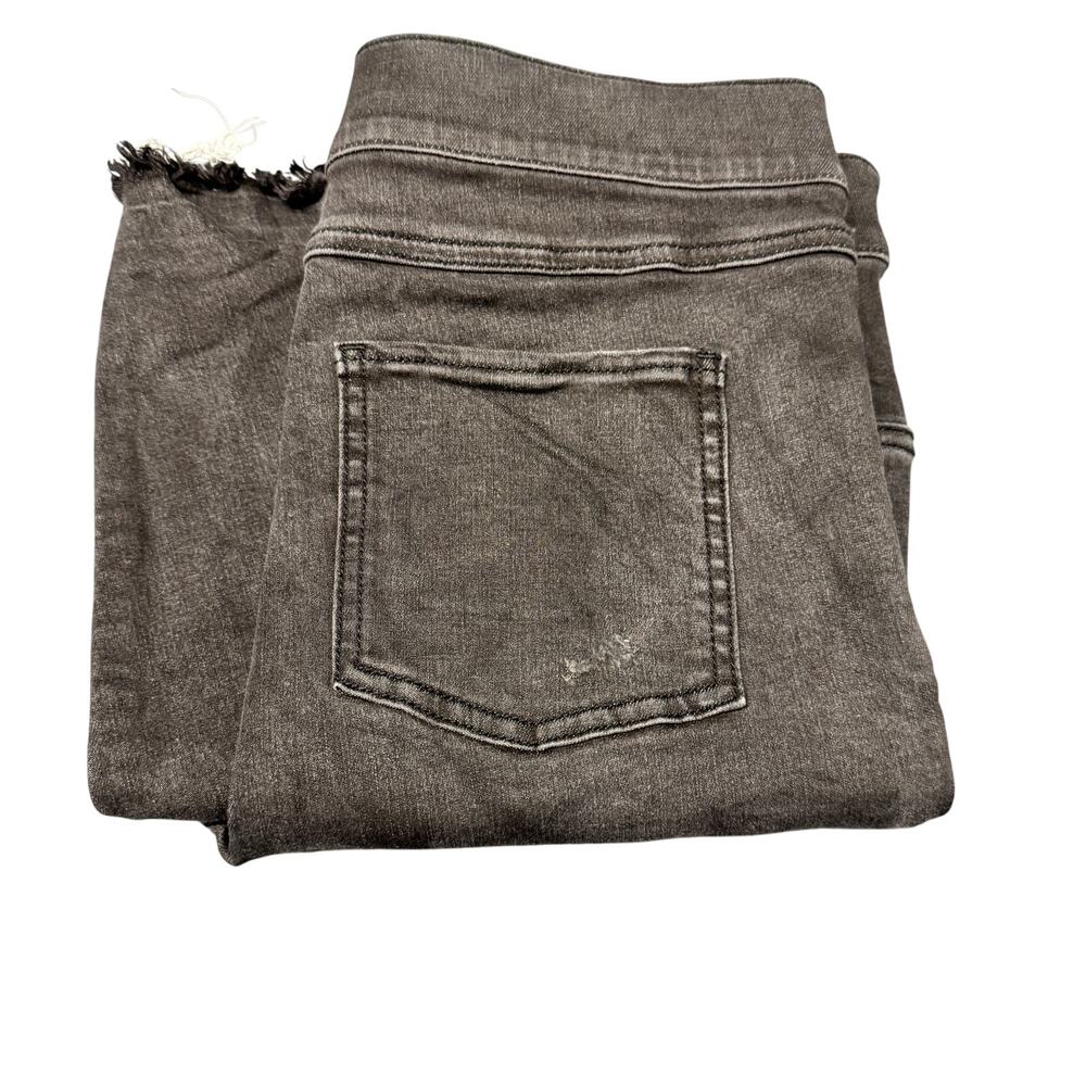 Spanx Jeans Womens Large Distressed Raw Hem Stretch‎ Black Denim High Rise